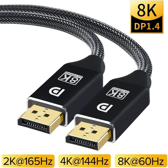 Main image of Certified 8K DisplayPort 1.4 Cable 16.4ft, DP 1.4 Cable Nylon Braided Supports (8K@60Hz, 4K@144Hz and 1080P@240Hz), HBR3, 32.4Gbps, HDCP 2.2, HDR, DSC 1.2 for Laptop PC TV Gaming Monitor, Black