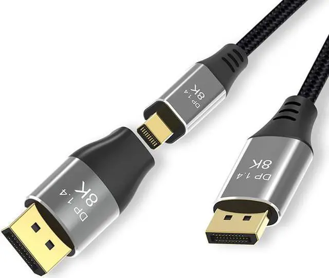 Main image of 6.6ft (2m) VESA Certified Mini DisplayPort to DisplayPort 1.4 Cable with DP to Mini DP Adapter- 8K 60Hz HBR3 HDR - Super UHD mDP to DP 1.4 Cord - Slim Ultra HD 4K 120Hz - Monitor/Video Cable
