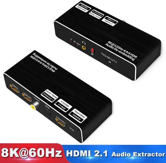 Main image of LUOM 8K 60Hz HDMI Audio Extractor Splitter, HDMI + Optical Toslink SPDIF + 3.5mm Audio Jack + Coaxial + 7.1Ch, Support - HDCP 2.2/2.3 - EDID,Dolby Vision,HDR 10