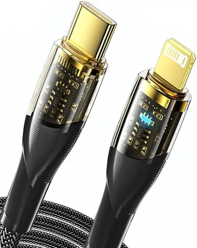 Main image of LUOM USB C to Lightning Cable (1-Pack, 3.3ft), 29W 3A USB C Cable Transparent Shell, Type C Charger Cable Fast Charging for iPhone 11 12 14 Pro Max Mini Xs Xr X 8 iPad MacBook
