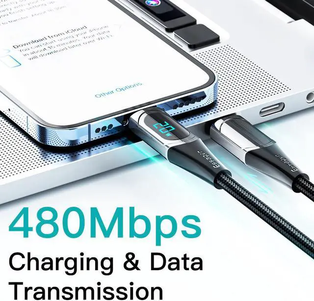 Alt view image 4 of 7 - USB C to L ightning Cable, 3.3FT-1Pack Charging Syncing Cord with LED Display Compatible with iPhone 13 13 Pro 12 Pro Max 12 11 X XS XR 8 Plus, AirPods Pro, Supports Power Delivery