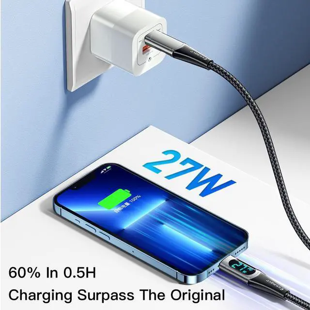 Alt view image 3 of 7 - USB C to L ightning Cable, 3.3FT-2Pack Charging Syncing Cord with LED Display Compatible with iPhone 13 13 Pro 12 Pro Max 12 11 X XS XR 8 Plus, AirPods Pro, Supports Power Delivery