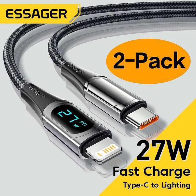 Main image of USB-C to Lightning Cable with LED Display , 3.3 ft (1 m), MFi-Certified, PD Fast Charging Cable for iPhone 14/14 Plus/14 Pro/14 Pro Max, iPhone 13/12 Series, iPhone SE 2022/11/XR/XS Max, 2-Pack
