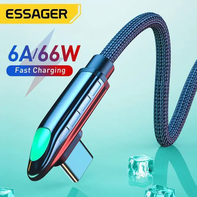 Main image of PD 66W USB C to USB C Cable [3.3ft, 1-pack], LUOM 6A Fast Charging USB C Cable Right Angle 90 Degree, Nylon Braided Type C Cable for Samsung S21 S20 Note 20 MacBook Pro Google Pixel etc