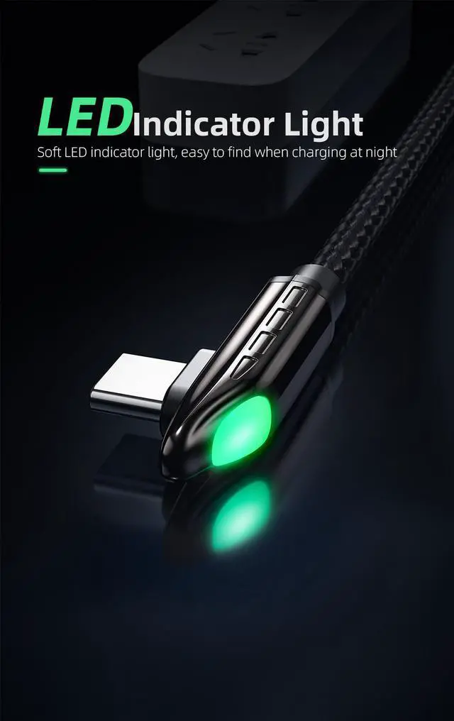 Alt view image 6 of 7 - 66W USB C to USB C Cable Right Angle 90 Degree, LUOM 6A PD QC 4.0 Type C to Type C Cable Super Fast Charging USB C Cable(3.3ft, 2 Pack)
