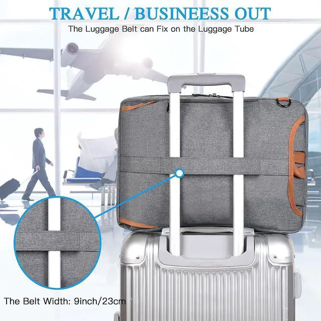 Alt view image 7 of 7 - 17.3 inch Travel Laptop Backpack 3 in 1 Convertible, 17 Inch Computer Backpack , Anti Theft Business Backpack Waterproof Carry on Daypack College Weekender bag, Gray