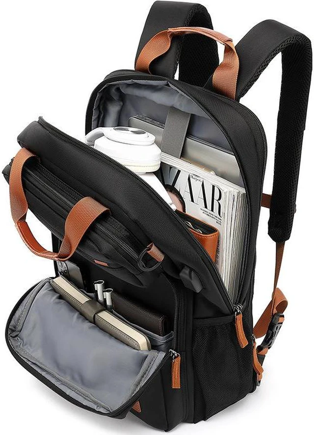 Alt view image 2 of 7 - Laptop Backpack, Water Resistant Durable 15.6-inch Laptop Backpacks for Men and Women,Waterproof Travel Laptop Backpack with USB Charging Port,Anti Theft College Backpack (Black)