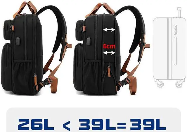 Alt view image 6 of 7 - Travel Laptop Backpack Anti Theft Backpacks with USB Charging Port, Travel Backpacks Business Work Bag 15.6 Inch College Computer Bag for Men Women, Black