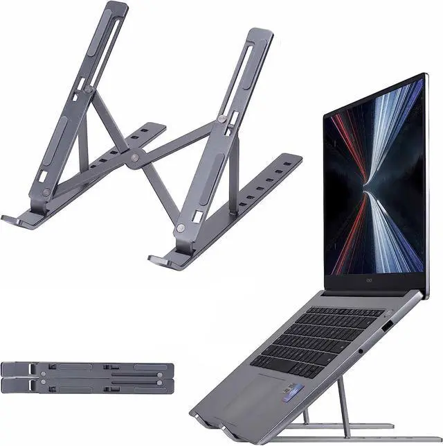 Main image of Laptop Stand for Desk 6-Angle Adjustable | Ergonomic Foldable Aluminum Laptop Holder | Anti-Slip Portable Computer Stand Laptop Riser for MacBook iPad Tablet Laptop 9-15.6 Inch | Black
