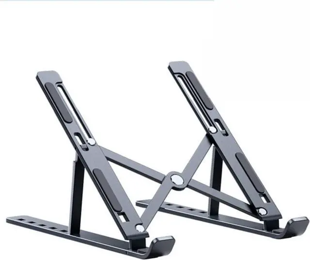 Main image of Foldable Laptop Stand for Desk, Aluminum Computer Stand Holder, Ergonomic Anti-Slip Laptop Riser for Desk, Adjustable Notebook Stand for Laptop Compatible up to 15.6 inches Notebook Tablet,Black