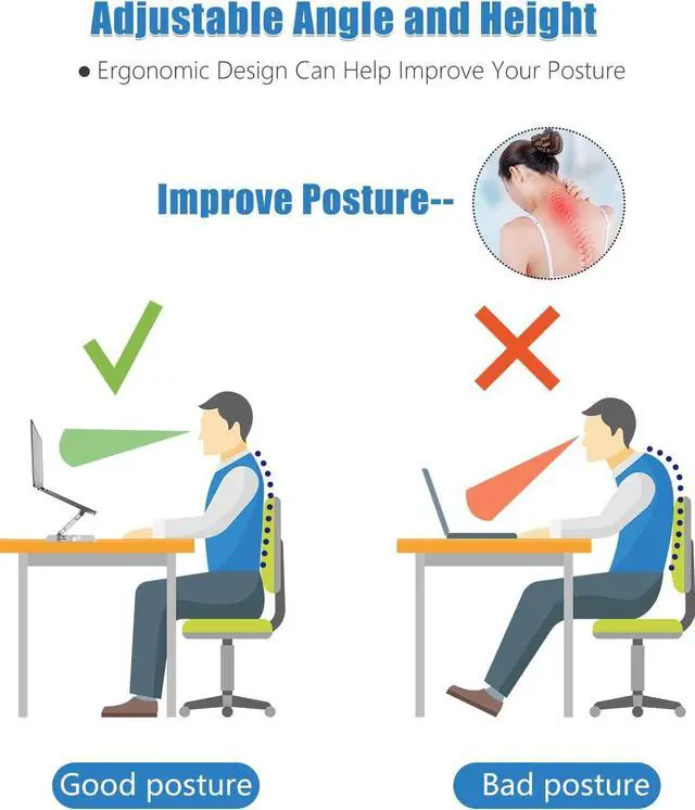 Alt view image 3 of 7 - 360° Rotating Adjustable Laptop Stand,Ergonomic Laptops Elevator for Desk, Metal Computer Riser, Foldable Computer Stand Compatible with 7 to 11 inches Tablets, 10 to 17 Inches Laptops