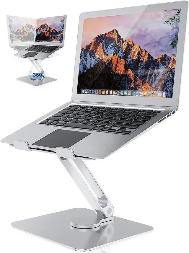 Main image of 360° Swivel  Laptop Stand for Desk Rotating Base,Telescopic Laptop Riser Computer Stand Adjustable Height & Angle with 360° Swivel,Laptop Stand Compatible with PC, MacBook Air/All 10-17.3" Laptops
