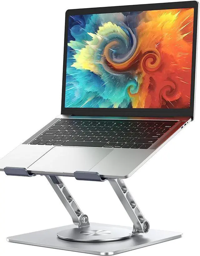 Main image of Foldable 360° Rotating Laptop Stand for Desk Aluminum Folding Swivel Adjustable Height Computer Stand for Laptops up to 17.3 Inches,Silver