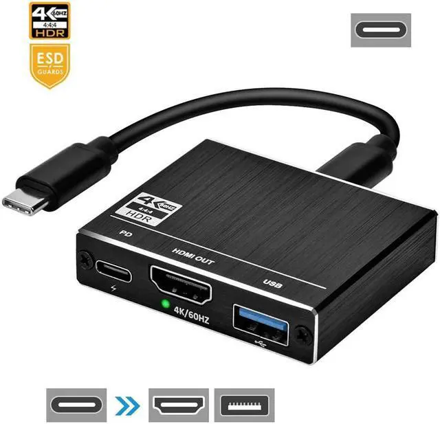 Main image of USB-C Digital AV Multiport Adapter MacBook HDMI Adapter with 4K@60Hz HDMI Output Port, USB 3.0 Port and USB-C Charging Port Compatible with MacBook Pro MacBook Air iPad Pro and More USB C Devices