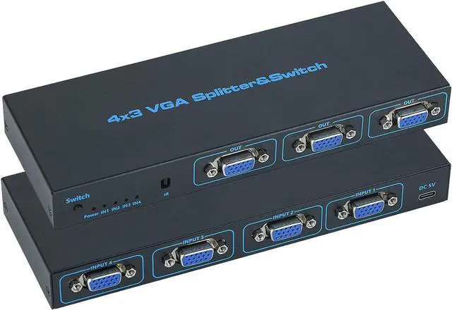 Main image of 4X3 VGA Switcher,4 in 3 Out VGA Switcher Splitter: 4 Devices to 3 Monitors Duplicator Display