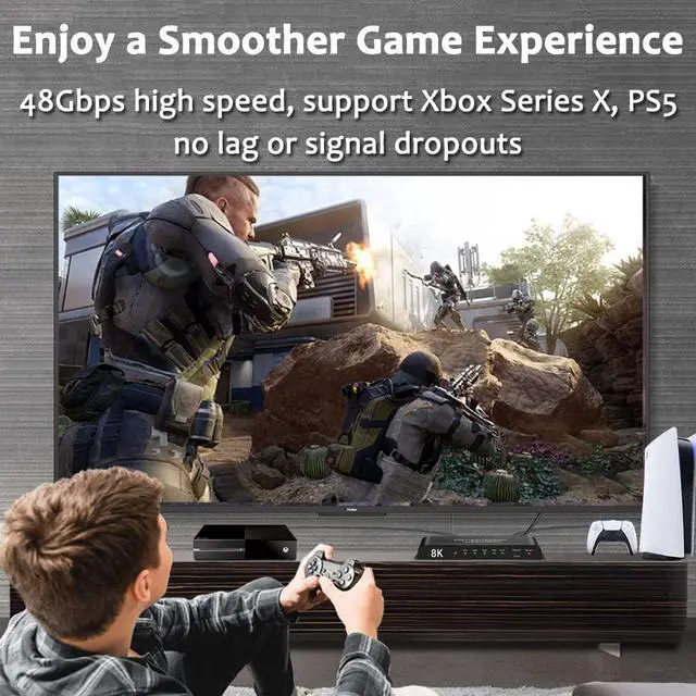 Alt view image 4 of 7 - 8K@60Hz HDMI Switch 5 in 1 Out w/IR Remote Control, 5 Port Switcher Selector Box for Xbox Nintendo PS5 PS4 TV Fire Stick Supports Ultra HD Dolby Vision, 48Gbps, HDR10, HDCP 2.3 & 3D - OZ8Q5