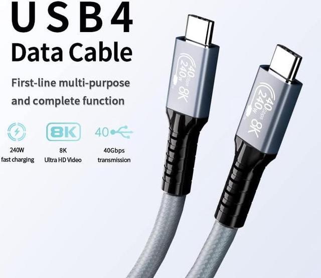 Alt view image 2 of 7 - 40Gbps USB C to USB C Cable 48V/5A 240W Charging Support 8K 60Hz HD Display,USB4 Cable for Thunderbolt 4/3 Cable, Compatible with External SSD,eGpu,USB-C Docking Station,etc (Male to Male, 5FT)