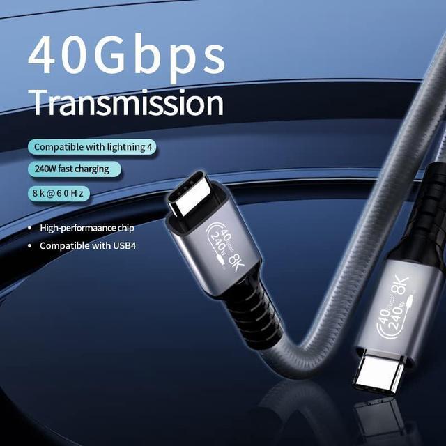 Alt view image 4 of 7 - 40Gbps USB C to USB C Cable 48V/5A 240W Charging Support 8K 60Hz HD Display,USB4 Cable for Thunderbolt 4/3 Cable, Compatible with External SSD,eGpu,USB-C Docking Station,etc (Male to Male, 5FT)