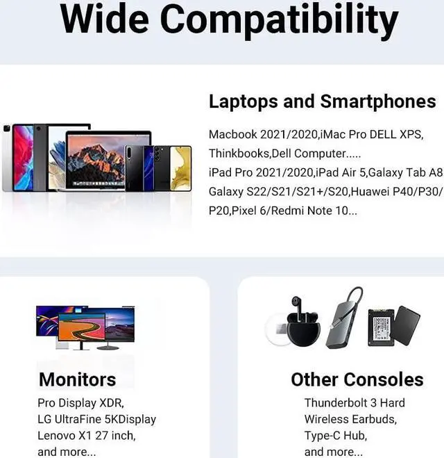 Alt view image 7 of 7 - USB 4 Cable - Thunderbolt 4 Cable M/M Compatible with Thunderbolt 3/4 Cable 240W 40Gpbs USB Fast PD Cable E-Mark 40Gbps 8K@60Hz for MacBook Apple Studio Display and More (1.5 Feet)