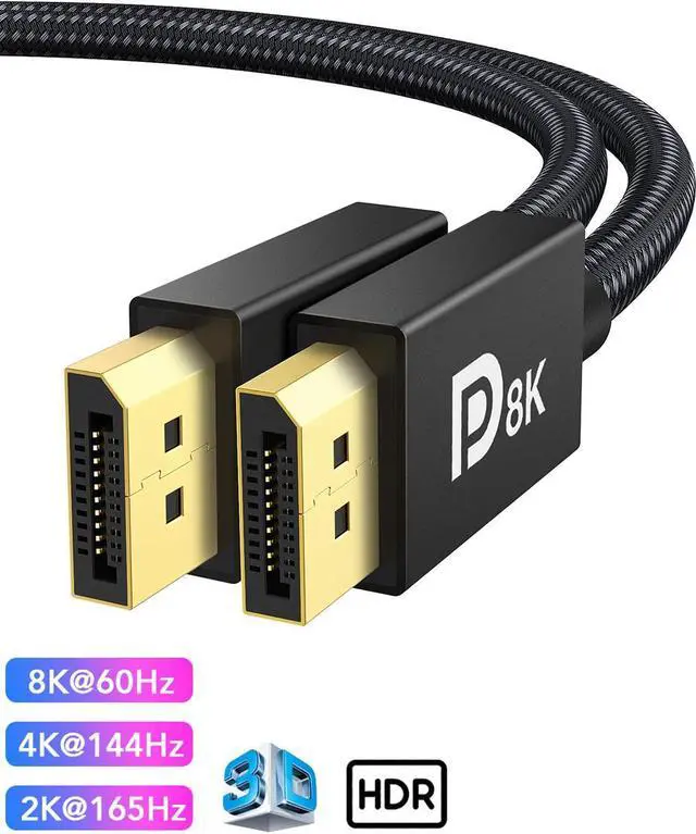 Main image of 8K DisplayPort Cable 3.3 Foot, DP to DP Cable 1.4 Support 8K@60Hz(7680x4320), 4K@144Hz, 32.4Gbps, Compatible with Computer, Desktop, Laptop, PC, Monitor, Projector