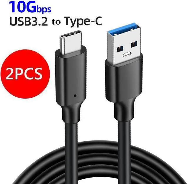 Main image of 10Gbps USB 3.1 Gen 2 USB A to USB C Cable (6.6ft , 2 Pack) , (60W/3A) Fast Charge for Samsung Galaxy S22 , iPad Pro 2021 , iPad Mini 6 , iPad Air 4 , MacBook Pro 2020 , Switch, SSD,Hard Drives