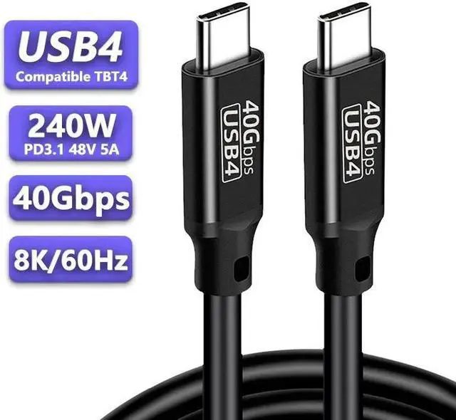 Main image of USB 4.0 240W 40Gbps Data Type-C Cable - Thunderbolt 3/4 Compatible, 8K@60Hz Video, Durable Sleeved Jacket - Compatible with Mobile Phone, Notebook, MAC, SSD and all USB-C devices (5ft)