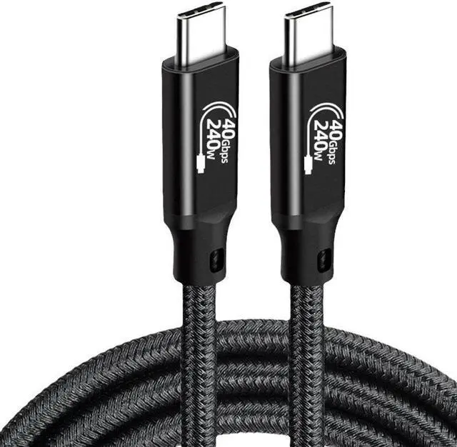 Main image of USB4 Short Braided Cable 1.6FT, Supports Single 8K/Dual 4K@60Hz HD Display, 40 Gbps Data Transfer, 240W Charging USB C to Type-C Cable,Cpmpatible with SSD,Laptop, Hub, Docking, and all USB-C devices