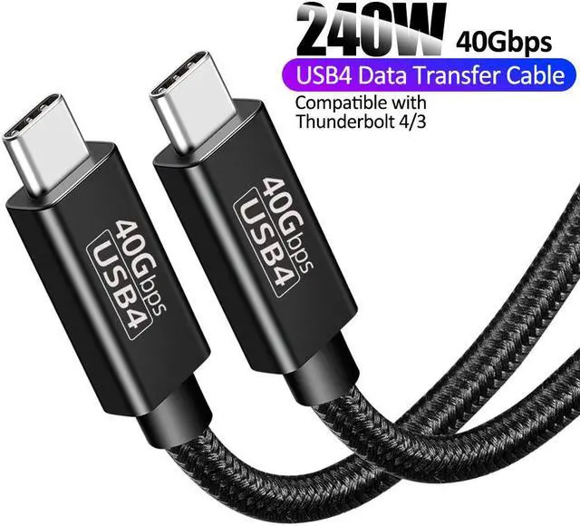 Main image of USB C to USB C Nylon Braided Cable,240W PD USB 4.0 Cable 40Gbps Data Transfer, 8K Video Output with E-Marker for Thunderbolt 3/4, Laptop, Hub, Docking, Mobile Phone, Galaxy S20, Pixel, Switch - 1.5FT