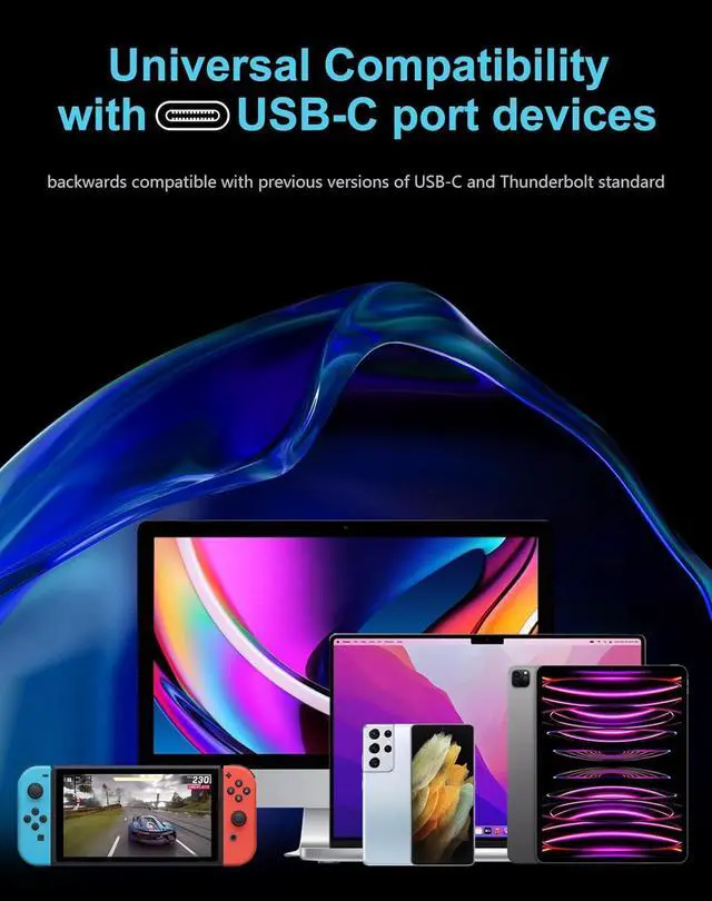 Alt view image 6 of 7 - USB C to USB C Nylon Braided Cable,240W PD USB 4.0 Cable 40Gbps Data Transfer, 8K Video Output with E-Marker for Thunderbolt 3/4, Laptop, Hub, Docking, Mobile Phone, Galaxy S20, Pixel, Switch - 1.5FT