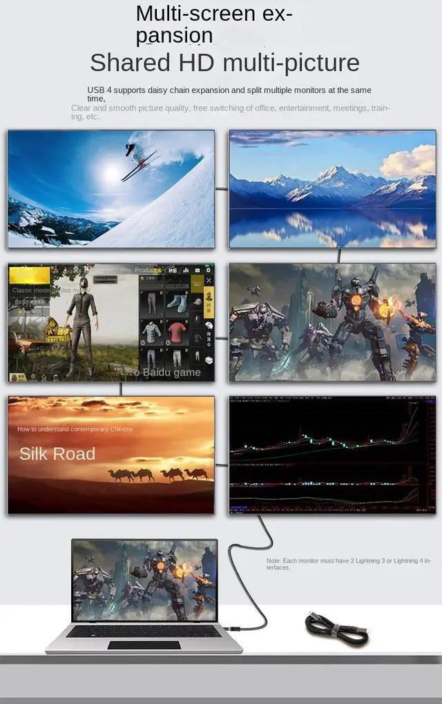 Alt view image 3 of 7 - USB4.0 USB C to USB C Cable, USB C 4.0 Gen3 Cable 3.3FT, USB-C Monitor Cable 8K, USB Type C Video Cable, 40Gbps 240W, for Mobile Phone, Notebook, MAC, SSD, Samsung,Switch