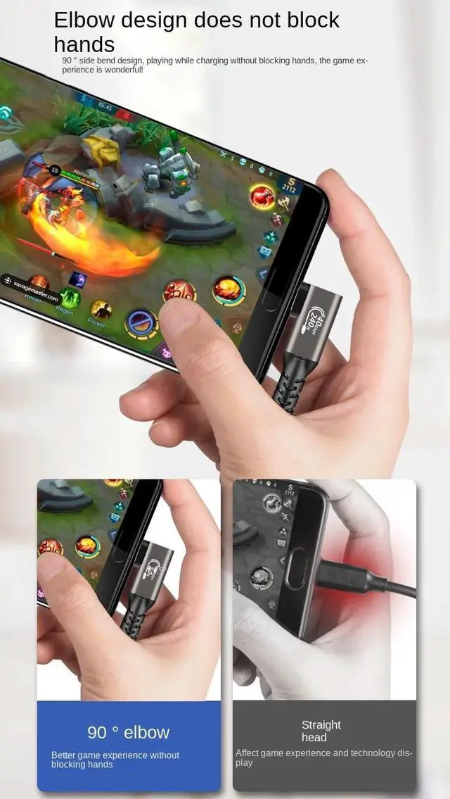 Alt view image 6 of 7 - 40GBps USB 4 Type-C Cable, Right Angle 240W Fast Charging Cord 40Gbps High Speed Data Transfer 8K 4K USB C Video Cord for Thunderbolt 3/4, Mobile Phone, Notebook, MAC, SSD, PD3.1 and QC4.0 - 3.3FT