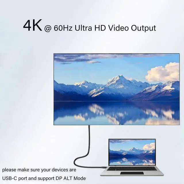 Alt view image 4 of 7 - 4K 60Hz HDR Video USB 3.2 Gen 2X2 USB C Cable 20Gbps 5A/100W Fast Charge Compatible with MacBook Pro 2022/Samsung Galaxy S22/Z Fold/Z Flip/Switch, etc (1.6ft , 2 Pack)