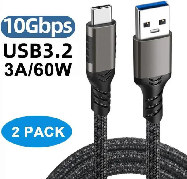Main image of 10Gbps USB 3.1 Gen 2 USB A to USB C Braided Cable 3A/60W Fast Charge Compatible with MacBook Pro 2022/Samsung Galaxy S22/Z Fold/Z Flip/Switch, etc (6.6ft , 2 Pack)