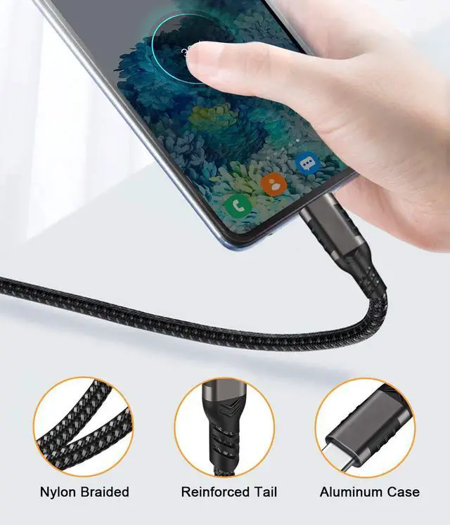 Alt view image 5 of 7 - 2-Pack USB3.2 Gen 2 USB A to C Braided Cable,USB C Charger Cable 6.6FT, with 10Gbps Data Transfer, 3A Fast Charging,for MacBook Pro/Air, iPad Pro, SSD,Hard Drives