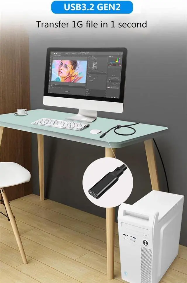 Alt view image 7 of 7 - USB Type C Extension Cable 10FT 2Pack,USBC 3.1 Gen2 10Gbps 100w Female to Male Extended Adapter,Thunderbolt 3 Extender Cord Compatible for MacBook Pro,Surface,Quest Link and Mobile Phone,Dell XPS