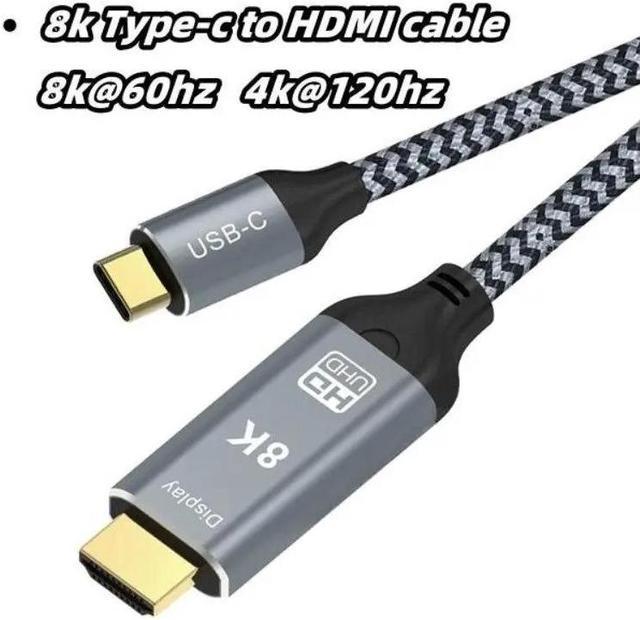 USB C to HDMI 2.1 Cable 8K@60Hz 4K@240Hz 10FT Thunderbolt 4/3 to HDMI  48Gbps HDR HDCP2.3 Type C to HDMI Cord Compatible for MacBook Pro, iPad  Pro, Galaxy S23, Dell, HP 