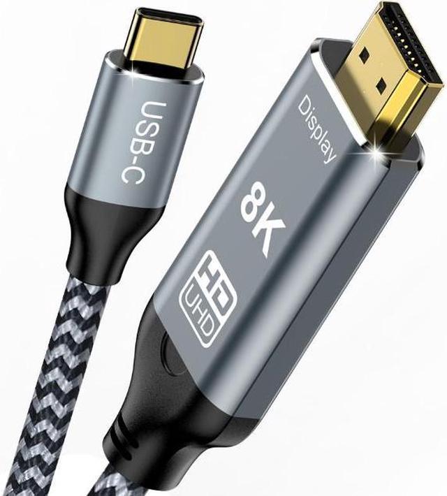 USB C to HDMI 2.1 Cable [8K@30Hz,4K@120Hz,2K@165Hz] 10Ft Type C to HDMI 8K  Braided Cord [Thunderbolt 3/4 Compatible] Support HDCP2.3/HDR/DSC for  MacBook Pro/Air,iPhone 15/Plus/Pro/Pro Max 