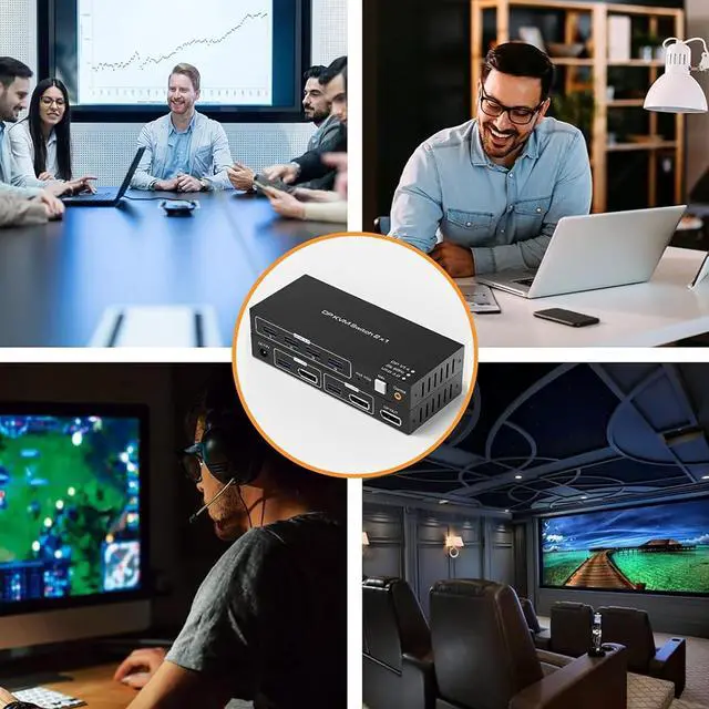 Alt view image 7 of 7 - USB 3.0 Monitor KVM Switch Displayport 8K@60Hz,4K@120Hz, DP Extended Display Switcher for 2 Computers Share 1 Monitors and 4 USB 3.0 Ports,Wired Controller and 2 Cables Included