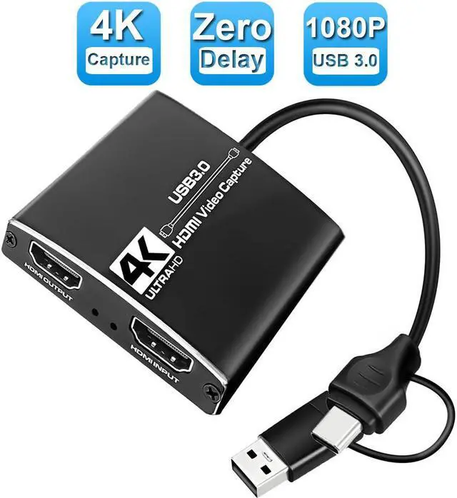Main image of 4K Capture Card, Audio Video Capture Card with Microphone 4K30 HDMI Loop-Out, 1080p 60fps Video Recorder for Gaming/Live Streaming/Video Conference, Game Recording, Live Streaming Broadcasting