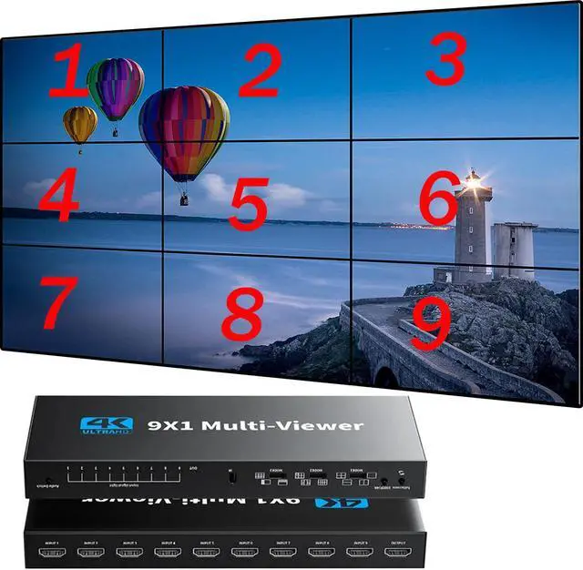 Main image of LUOM HDMI Multi-Viewer Nine 9x1 Seamless Switch 4K/1080p Switcher w/10 Display Modes Out for PS4 Xbox Fire Stick Blu-Ray Player