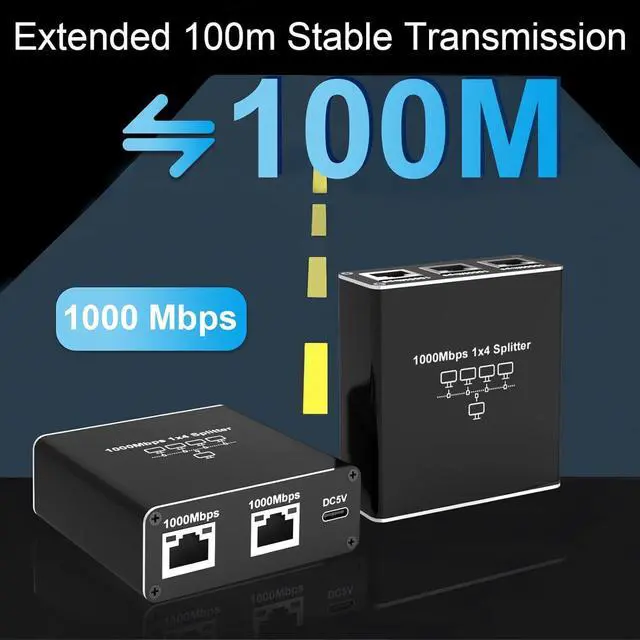 Alt view image 4 of 7 - Gigabit Splitter Adapter,RJ45 Ethernet Splitter 1 to 4 Network Adapter(4 Devices Surf Internet Simultaneously) Works for Cat5e/Cat6/Cat7/Cat8 Connector LAN Internet