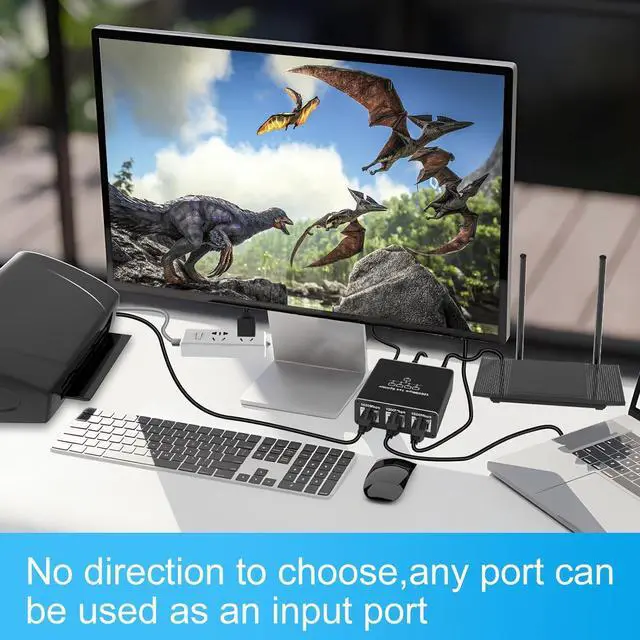 Alt view image 6 of 7 - Gigabit Ethernet Cable Splitter 1 to 4, RJ45 Splitter 1 in 4 Out hub, 1000Mbps Shielded Ethernet Splitter, Internet Cable 8P8C Extender Plug LAN Cable for Cat5, Cat5e, Cat6, Cat7,Cat8