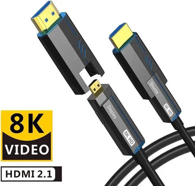 Main image of 16FT/5M 8K Detachable Fiber Optic HDMI Cable Long CL3 in Wall - 48Gbps HDMI 2.1,Ultra High Speed HDMI Cord,8K 60Hz,4K120Hz,HDCP 2.2&2.3, HDR10 - Compatible with HDTV,Monitor,Projector