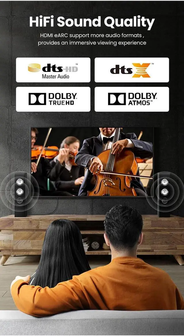 Alt view image 6 of 7 - Fiber Optic HDMI Cable 50FT/15M, Long Detachable HDMI 2.1 Cable Support 48Gbps High Speed 8K@60Hz 4K@120Hz Dynamic HDR/eARC/HDCP 2.2&2.3/Dolby Atmos for Monitor,TV,Projector, Gaming Console