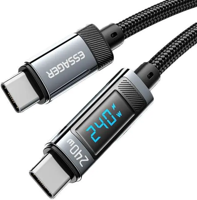 Main image of LUOM USB C Cable with LED Display , [1 Pack 3.3ft 240W] 48V/5A PD QC 4.0 Fast Charging USB C to USB C Cable, Nylon Braided Phone Charger Type C Data Cord for iPad Pro MacBook Air Samsung S21 S20