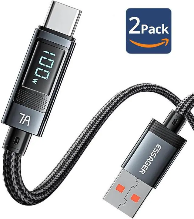 Main image of LUOM 100W USB A to USB C Cable, 7A 100W PD QC 4.0 Type C to Type C Cable Super Fast Charging USB C Cable(6.6ft, Black, 2 Pack)