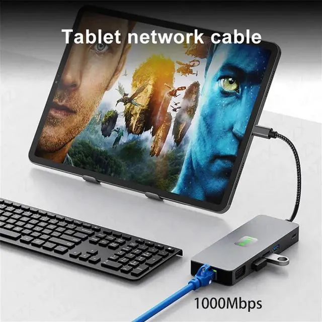 Alt view image 4 of 7 - LUOM USB C Triple Monitor Docking Station for Type-C Laptops, 11 in 1 Triple Display USB C Hub Adapter w/ 4K HDMI+4K DP+VGA+3 USB3.2+100W PD+Ethernet+SD/TF+Audio