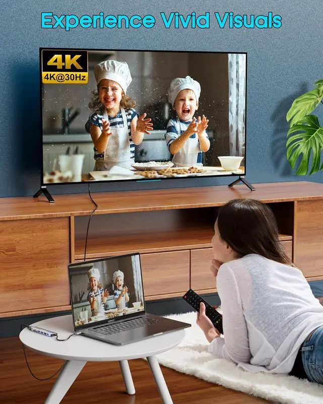 Alt view image 4 of 7 - LUOM USB C HUB, USB C Adapter 7 in 1 Dongle with 4K HDMI, Type C PD, USB3.0, 2*USB2.0, SD/TF Card Reader, Docking Station Compatible with MacBook Pro/Air, Other Type C Laptops