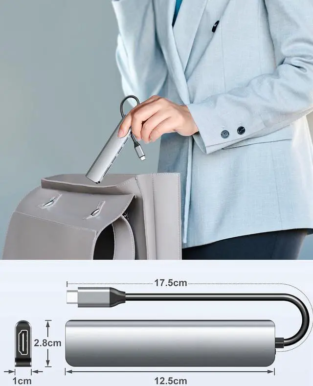 Alt view image 7 of 7 - LUOM USB C HUB, USB C Adapter 7 in 1 Dongle with 4K HDMI, Type C PD, USB3.0, 2*USB2.0, SD/TF Card Reader, Docking Station Compatible with MacBook Pro/Air, Other Type C Laptops