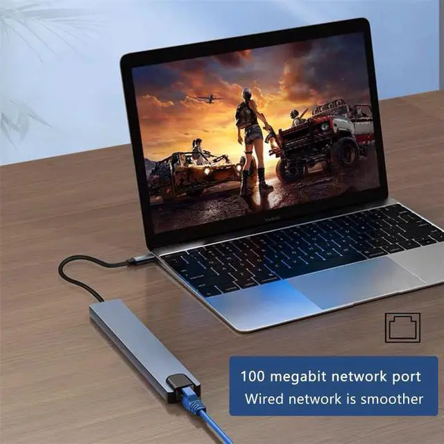 Alt view image 6 of 7 - LUOM USB Hub,USB C hub,USB hub with USB C Multiport Adapter, USB Splitter with 4K HDMI, 100W PD, USB 3.0, USB2.0, Ethernet, TF/SD Card Reader for MacBook Pro/PC/Laptop/Tablet Devices (Grey 8in1)